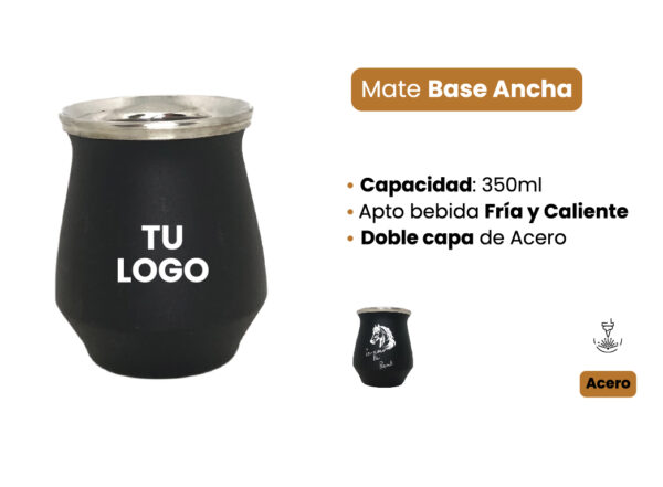 Mate Acero Base Ancha + Bombilla - Imagen 2