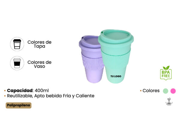 Vaso Térmico de Color Polipropileno - Imagen 2