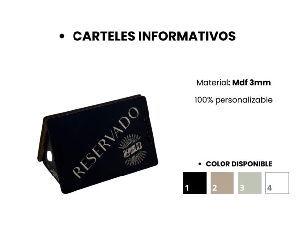 Cartel Reserva Personalizable MDF - Imagen 2