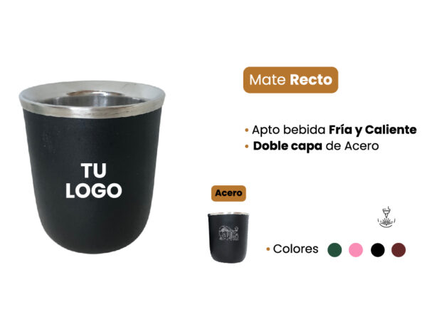 Mate Acero Recto + Bombilla - Imagen 2