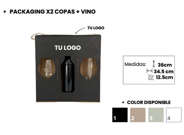 Packaging 2 Copas 1 Botella MDF - Imagen 2